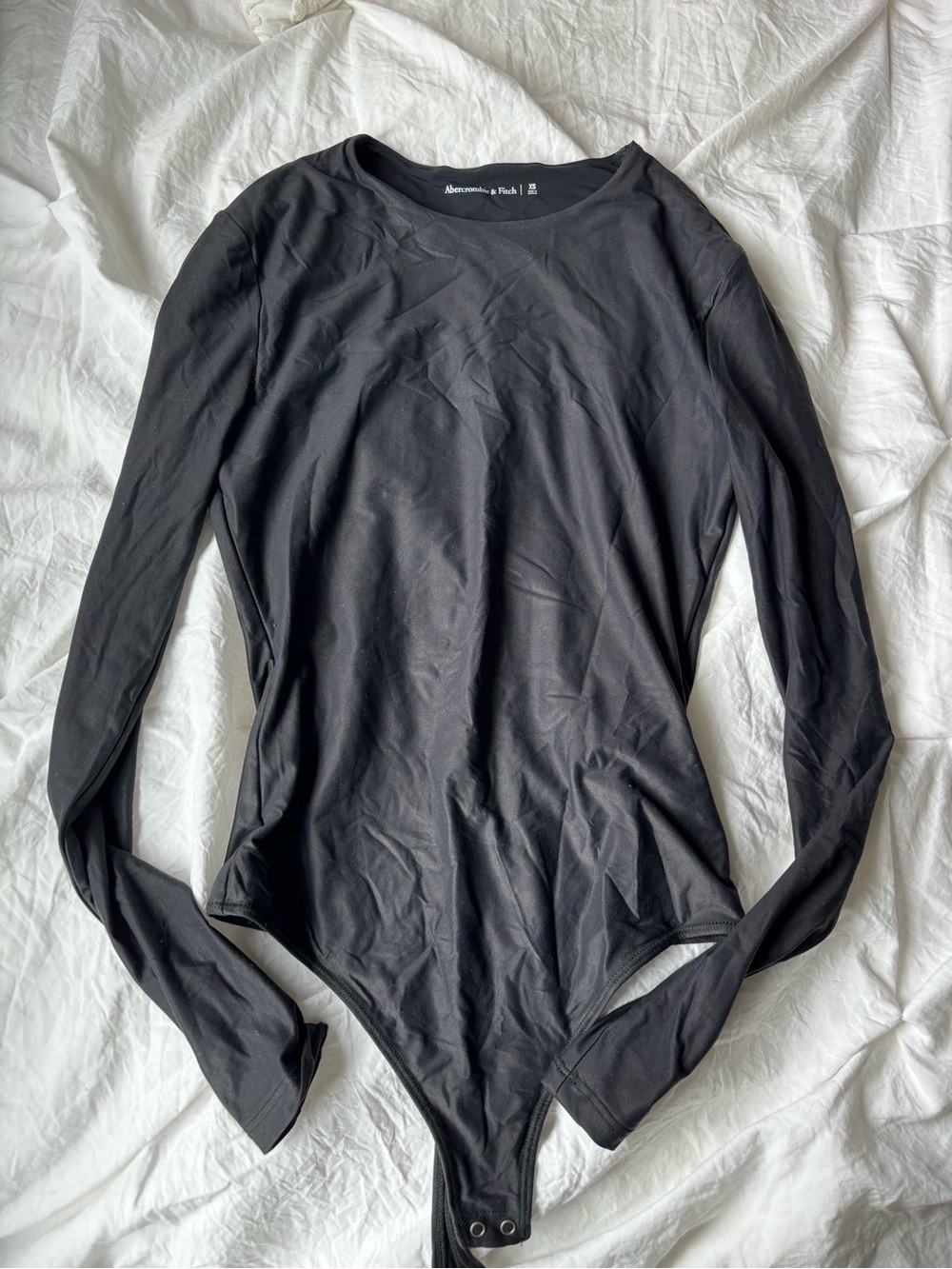 Abercrombie & Fitch Black Long-Sleeve Scoop Neck Bodysuit